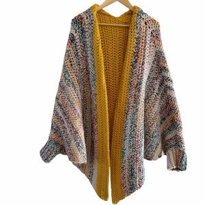 Crochet Cardigan Wrap Hippie Vibes Cottagecore One Size Handmade Heavy Sweater